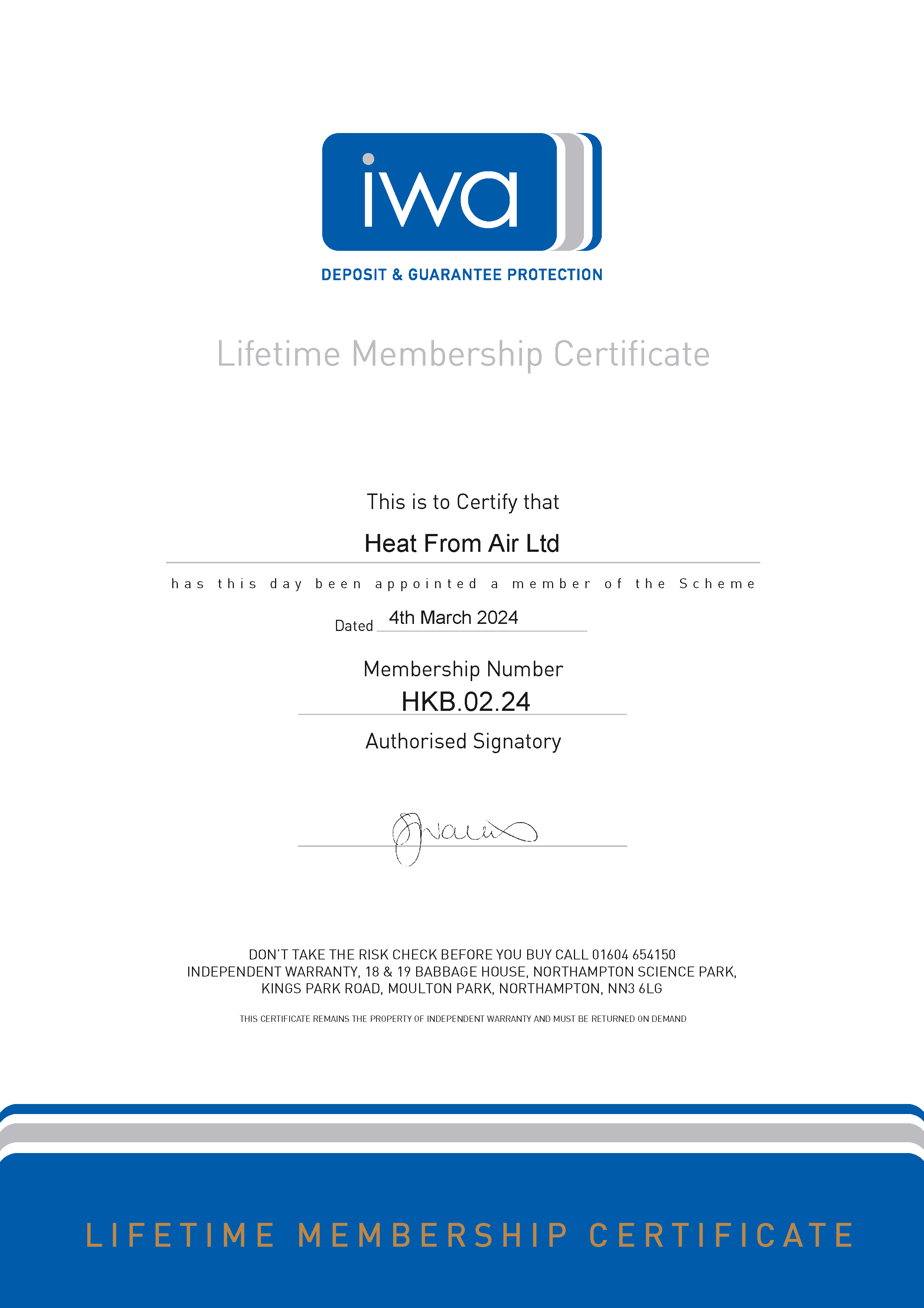 IWA Certificate